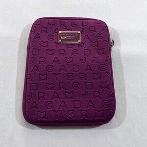 Marc Jacobs "Dreamy Logo" Purple Embossed Neoprene Ipad Tablet Case Slip 10.5"
